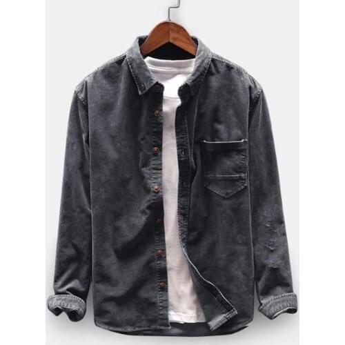 Autumn Winter Corduroy Shirt Men vintage Casual Long Sleeve Shirt Male Tops camisa hombre laple blouse solid durable