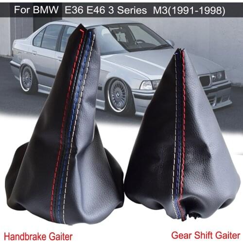Car Gear Shift Stick Collars Manual Handbrake Gaiter Knob Black Leather Boot Car-Styling for BMW 3 Series E36 1991-1998