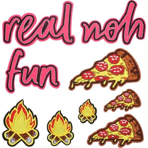 Flame Pizza Embroidered Cloth Sticker Summer Clothing Accessories Computerized Embroidery Label Patch Cloth Badges Jacket Decor