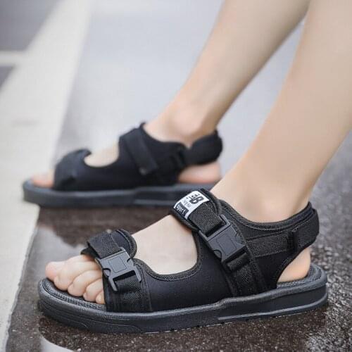 Summer mens extra large size breathable beach black sandals with fertilizer widened sandals slippers H591