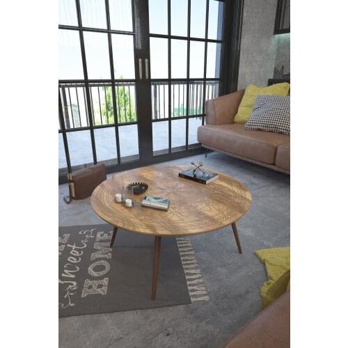 Modern Center Table İskandinav Walnut Veneer Laser Processing Wood Foot At the Oval Mount Medium Coffee Table Tea Coffee Service Desk Living room
