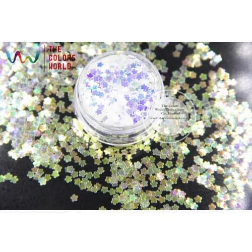 TCR6321A White with blue light shinning colors glitter Flowers shapes 3MM size amazing sparkles for Nail Art and DIY supplies