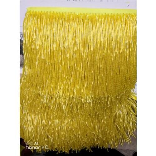 High class beaded Fringe Ribbon Trim Fringe Tassel Lace Trim YG-399 in yellow color with good quality