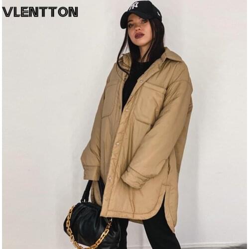 2021 Autumn Winter Oversize Warm Cotton Jacket Coat Women Vintage Green Long Overcoats Female Loose Solid Light Parka Outwear