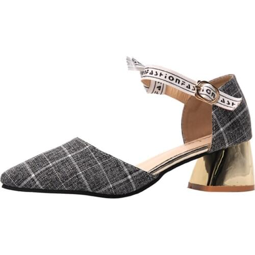 Female sandal new Korea edition fair maiden shoe bag head thick heel high heel