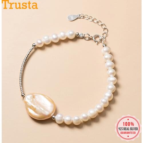 Trustdavis Luxury 925 Sterling Silver Sweet Baroque Pearl Bracelet For Fashion Women Wedding Party S925 Jewelry Gift DA1301