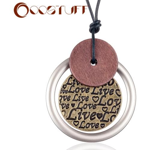 Vintage Womens Love Jewelry for Women Round Pendants Statement Necklaces Geometric Female Long Rope Chains Chokers Suspension