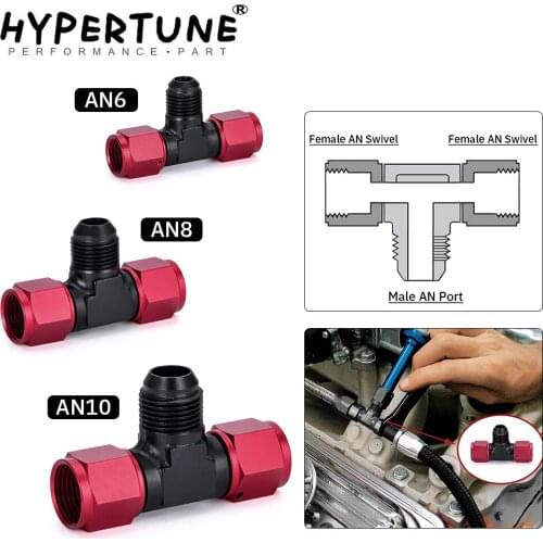 1 Pieces Aluminum Flare Tee Fitting AN6 AN8 AN10 Female Male Tee On Side Thread Water Gas Oil Fitting Adapter Accessories