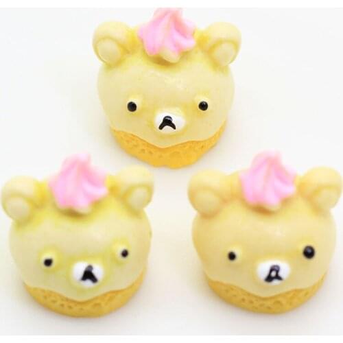 100/50pcs Lovely Resin Yellow Small Bear Bread Miniature Food Resin Crafts Flat Back Cabochon For Phone Hair Decor