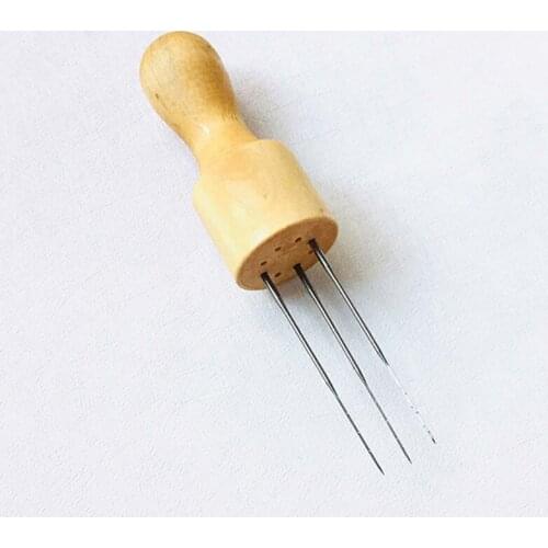203F DIY Felting Needle with Eight Needles Tool Craft Wool Felt Stitch Punch Solid Wooden Handle