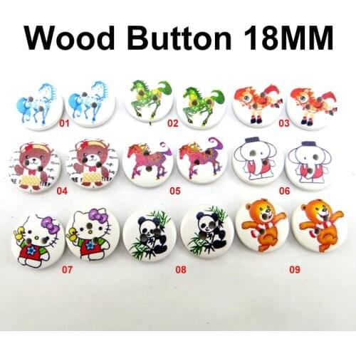 30PCS 18MM Wood Bear Button Fit Garment Painting Decoration Horse Buttons Coat Boots Sewing Clothes Accessory MCB-1035
