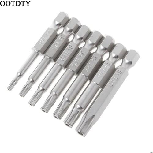 7Pcs Star Drill Bits Screwdriver Magnetic 1/4" Hex Shank Hand Tools Five-pointed Star Bore T10-T40