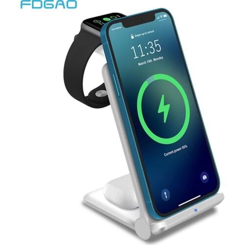 20W 3 in 1 Qi Wireless Charger for iPhone 12 11 XS XR X 8 Qi Fast Charging Dock Station For Apple Watch 6 SE 5 4 AirPods Pro Pad