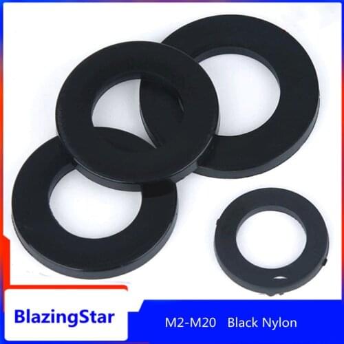 M2 - M20 Black nylon gasket plastic flat washer plane spacer insulating gasket screw