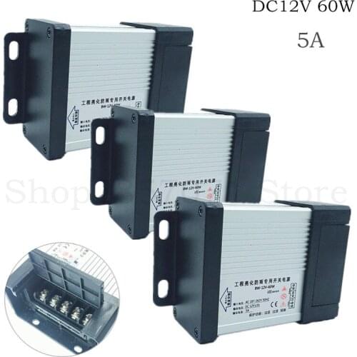DC12V LED Outdoor Rainproof Power Supply 60W 5A LED Driver Lighting Transformers