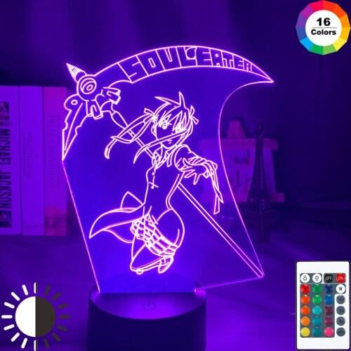 Anime Soul Eater Maka Albarn Figure Kids Led Night Light for Home Decoration Girls Room Bedside Desk 3d Lamp Gift Color Changing