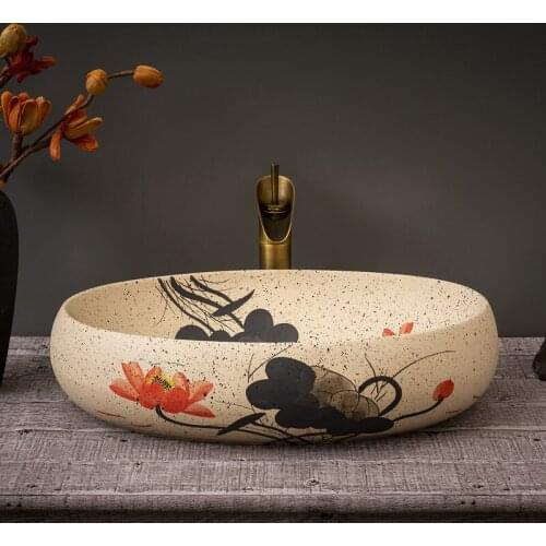 Europe Vintage Style Ceramic Art Basin Sink Counter Top Wash Basin Bathroom Vessel Sinks vanities ceramics bathroom wash basin