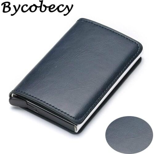Bycobecy Antithief Men Credit Card Holder Blocking Rfid Minimalist Wallet Bag Leather ID Cardholder Purse Carteira Dropshipping