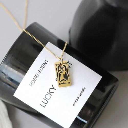 Lolita black glue queens head square poker girl necklace clavicle chain titanium steel plating light gold