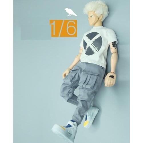 In Stock For Sale 1/6th Model CROWTOYS Trendy Fashion Short Sleeves Slim Pants For Usual 12inch Doll Figures Collection