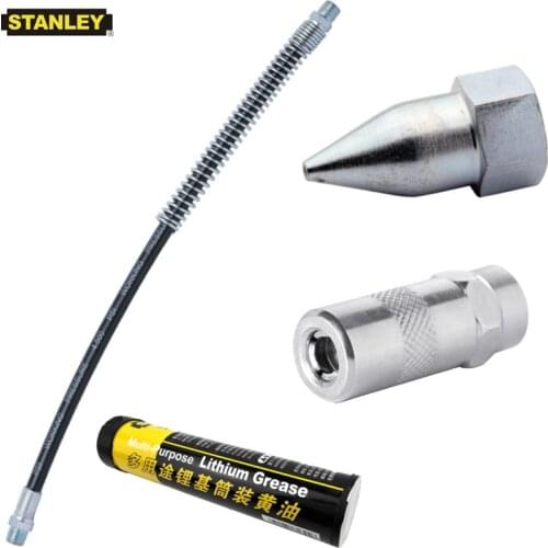 Stanley 1 piece grease couplers nozzles flex hose flexible 12" 18-inch nozzle fittings lubrication aid tool kit for grease gun