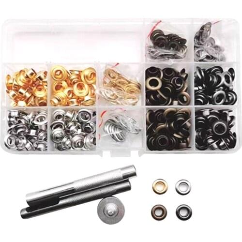 240 Set Grommet Eyelet Kit 6MM Grommet Eyelets with 4Pcs Grommet DIY Clothing Setting Crafts Tool Kits