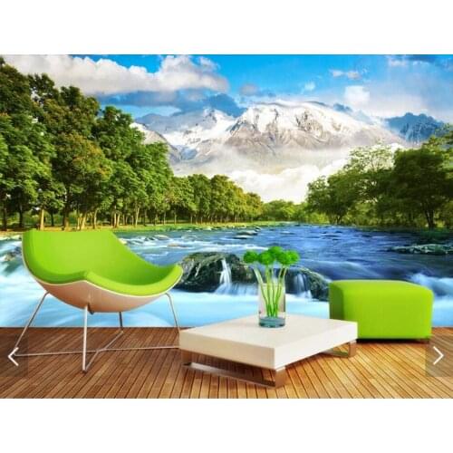 Waterfall Forest Tree Wallpaper Mural Photo Wallpaper Living Room Bedroom Wall Paper Contact Paper 3d Wall Murals Customize