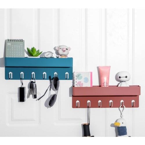 Punch-free Wall Mounted Basket Plastic Bathroom Shelf Key Storage Racks ABS Towel Holders Hook for Home Organizer