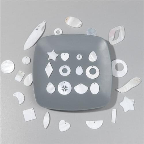 Natural Mother of Pearl Freshwater White shell charm connector beads Pendant for earring jewelry finding making geometry Shell