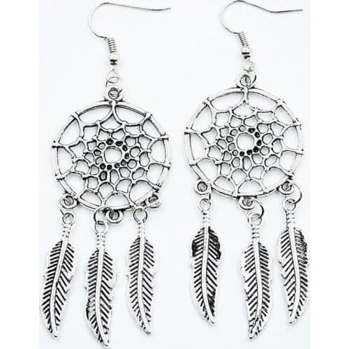 New Fashion 1 Pair Vintage Dream Catcher Earrings Vintage Women Girl Dangle Earring Gifts Girls Gifts