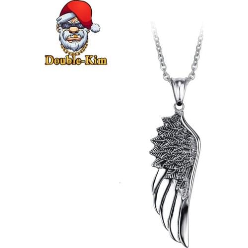 Feather Pendant Necklace Men Hip-Hop RAP Street Culture Stainless Steel Silver Color Necklace Classic Men Trend Jewelry Gift