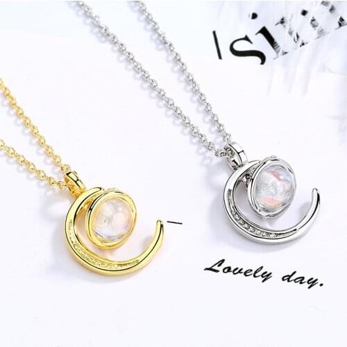 Fashion Womens S925 Silver Plated Platinum Simple Planet Pendant Personalized Necklaces XL119