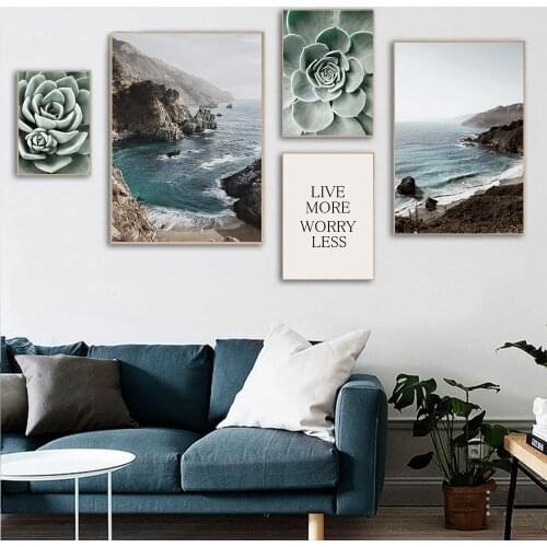 Landscape Wall Art Picture Tropical Sea Beach Nordic Poster Coastal Ocean Nature Seascape Canvas Print Painting Room Decoration