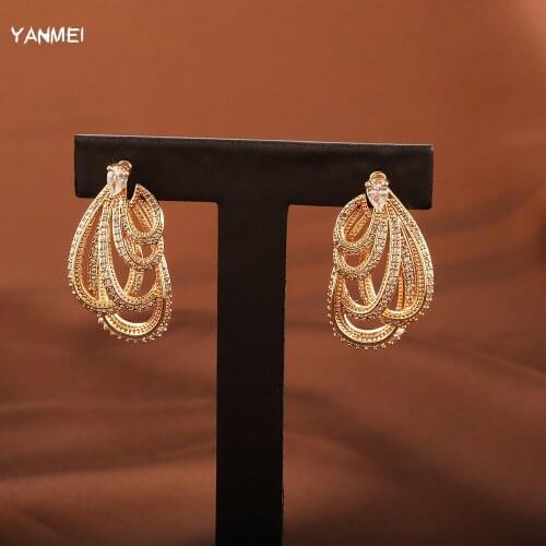 Woven Twisted Luxury Full Diamond Water Drop Two-in-one Earrings for Women High-end Shiny Wedding Jewelry Vintage Dubai Jewelry