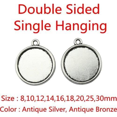 Fit 8/10/12/14/16/18/20/25/30mm Double Sided Classical Zinc Alloy Cameo Cabochon Pendant Base Setting For DIY Making