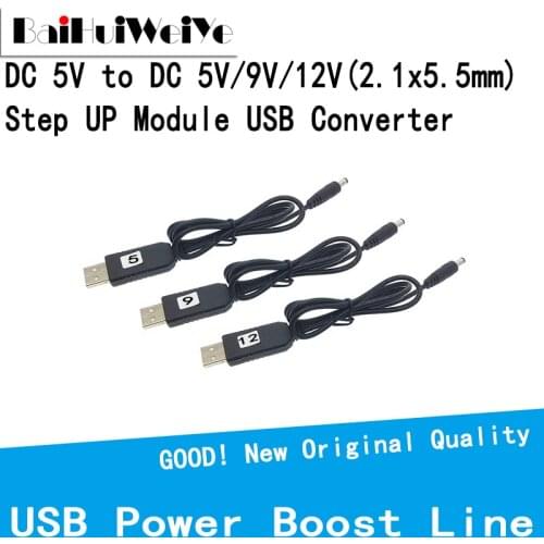 USB power boost line DC 5V to DC 5V 9V 12V Step UP Module USB Converter Adapter Cable 2.1x5.5mm 2.1*5.5mm Plug length 1m