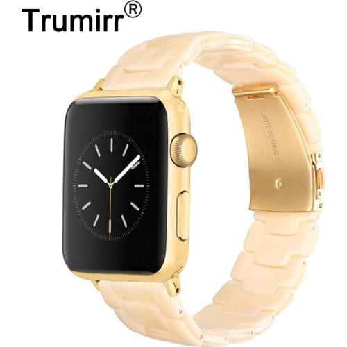 Premium Resin Watchband for iWatch Apple Watch 38mm 40mm 42mm 44mm Series 5 4 3 2 1 Women Men Wrist Band Steel Buckle Strap Belt