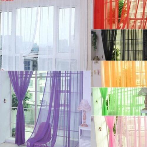 Transparent White Curtain 1 Pc Pure Color Voile Door Tulle Sheer For Bedroom Living Room Windows Curtain wedding decoration 5z