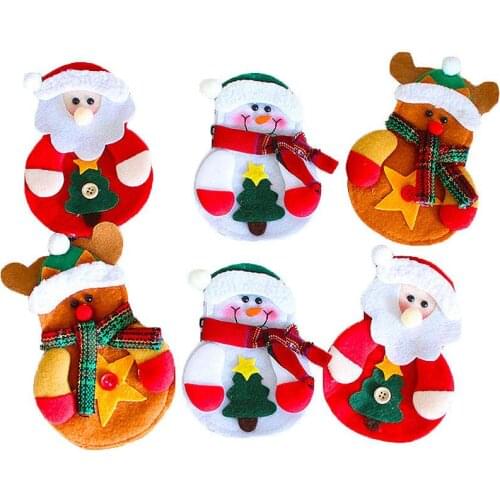 Christmas Decorations Spoon Fork Cover 2020 New Year Santa Snowman Tableware Bags Dinner Party Supplies for Home 3pcs/lot FZ242