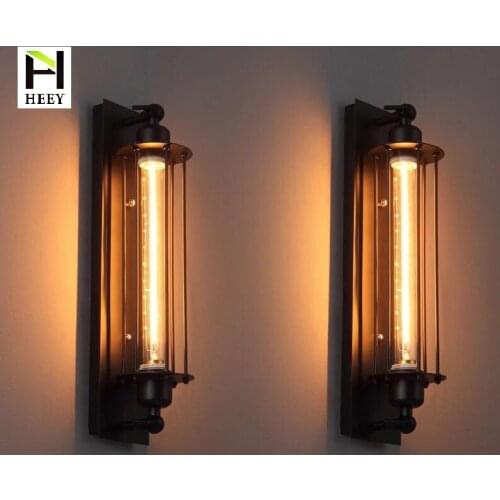 North European and American style rural retro industrial wind aisle balcony wrought iron elongated wall lamp flute bulb LB12146