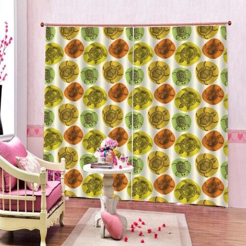 Animal Turtle Cartoon Series Sea Turtle shower Curtains for living room Blackout Drapes Customized any size