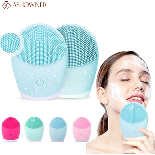 Silicone Facial Cleansing Brush Electric Face Clean Device Facial Massager Skin Cleaner Sonic Vibration Deep Pore Cleaning Brush
