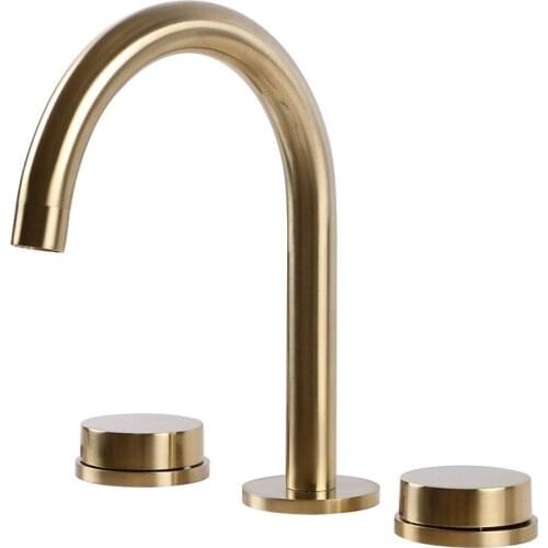 S Style Black plated Brushed gold brass bathroom sink faucet Basin Cold Hot water faucet,top quality three holes two handles