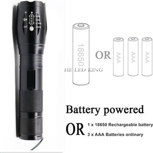 Led Flashlight Ultra Bright Waterproof MINI Torch T6/L2/V6 zoomable 5 Modes 18650 rechargeable Battery for camping tactical