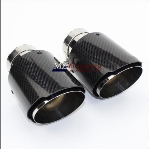 1Pcs Universal Car Styling High Quality Exhaust System Carbon Fiber Glossy Tail Pipe Black Stainless Steel Exhaust Pipe Tailpipe