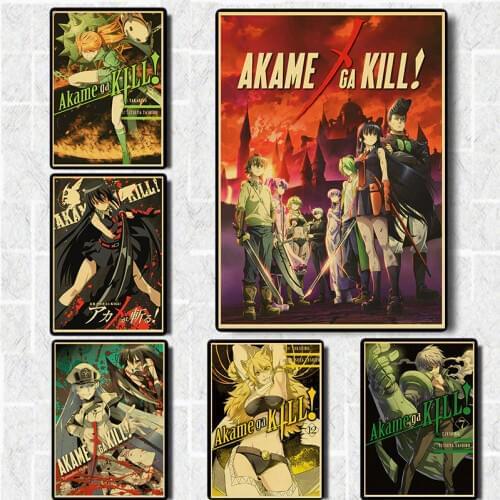Vintage Akame ga KILL Poster Classic Japan Anime Posters and Prints Wall Art Picture for Room Home Decor Cool Wall Stickers