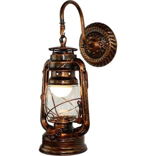 Vintage LED Wall Lamp Barn Lantern Retro Kerosene Wall Light European Antique Style for Bar Coffee Shop Sconce Pendant Lights