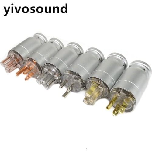 Yivosound OEMAudio Aluminum Silver Plated Schuko European Power Plug Male EU Connector+IEC Female Connector