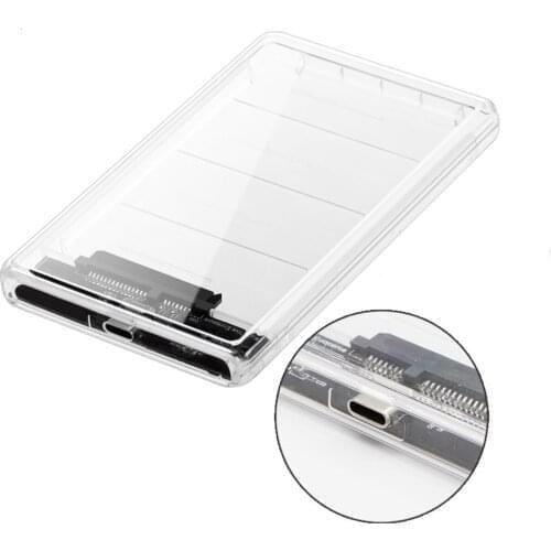 Zihan USB-C Type-C to 2.5 Inch SATA SSD HDD External Enclosure Transparent for Laptop & PC