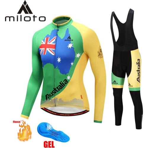 MILOTO winter cycling clothing long thermal fleece cycling suits 2019 men bike warm pants maillot mtb hombre cycling wear